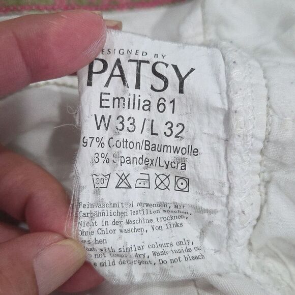 Patsy AMO Emilia 61 White Denim Jeans, Size33/32 - Picture 8 of 8